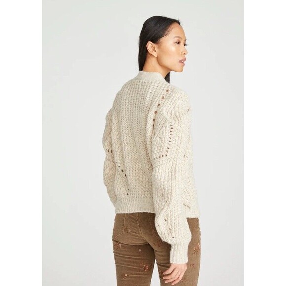 Driftwood Ivory Emie Knitted Cardigan Sweater Size XL NWT Balloon Sleeves - Picture 7 of 15